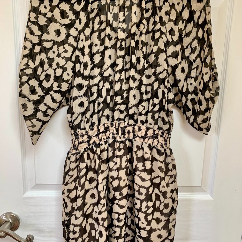Express Leopard Print Smocked Chiffon Dress